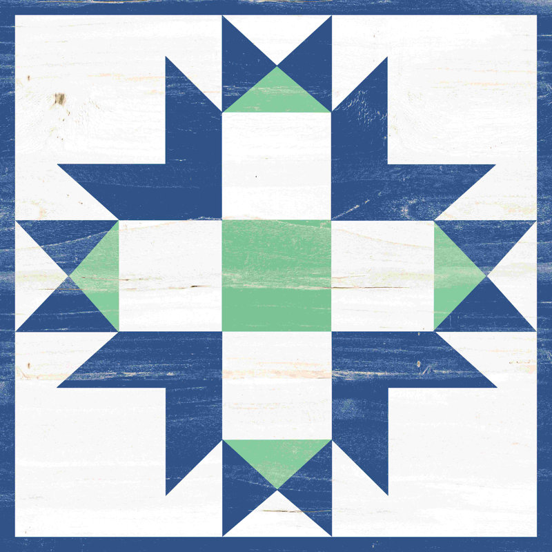 August Grove® Blue And Green Barn Quilt On Canvas Print Wayfair